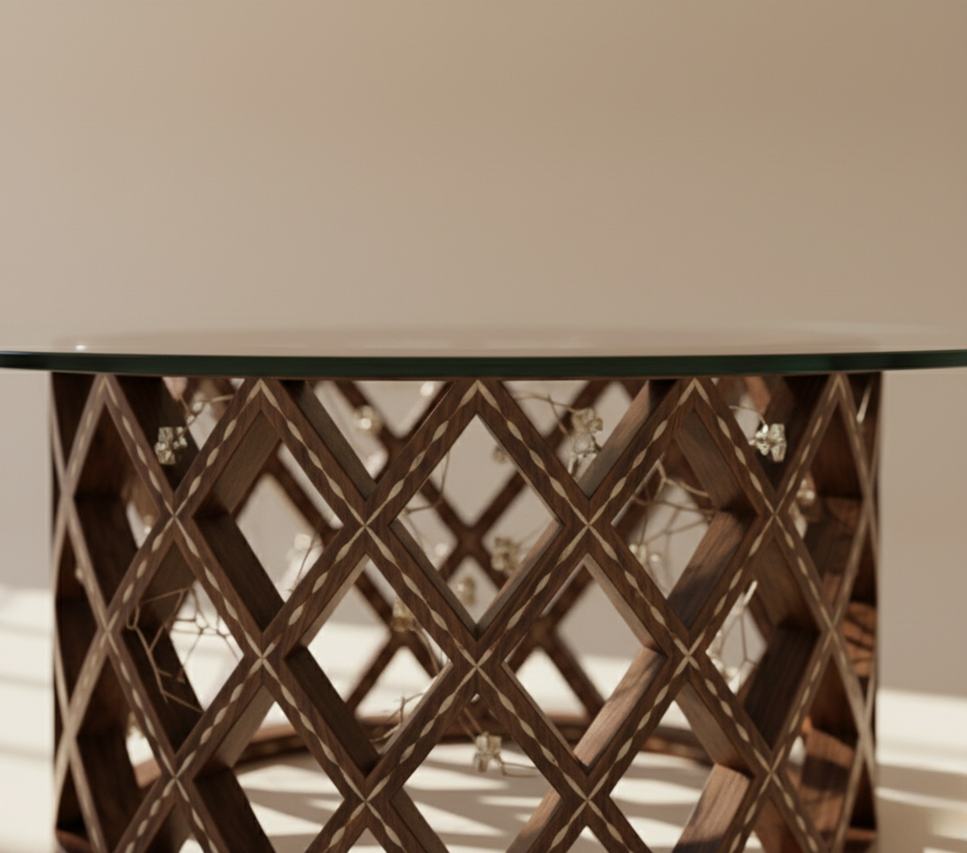 The Diamond Lattice Bone Inlay Coffee Table
