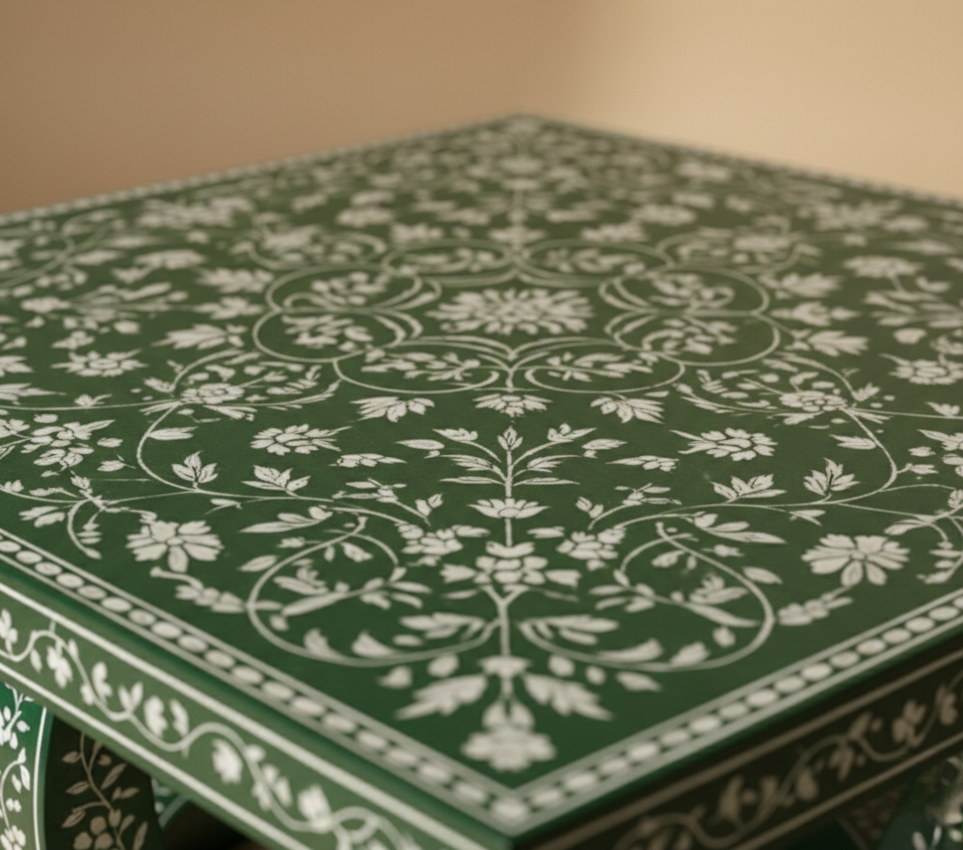 The Emerald Vine Bone Inlay Coffee Table
