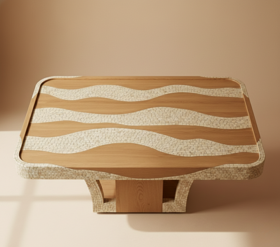 The Dune Wave Bone Inlay Coffee Table