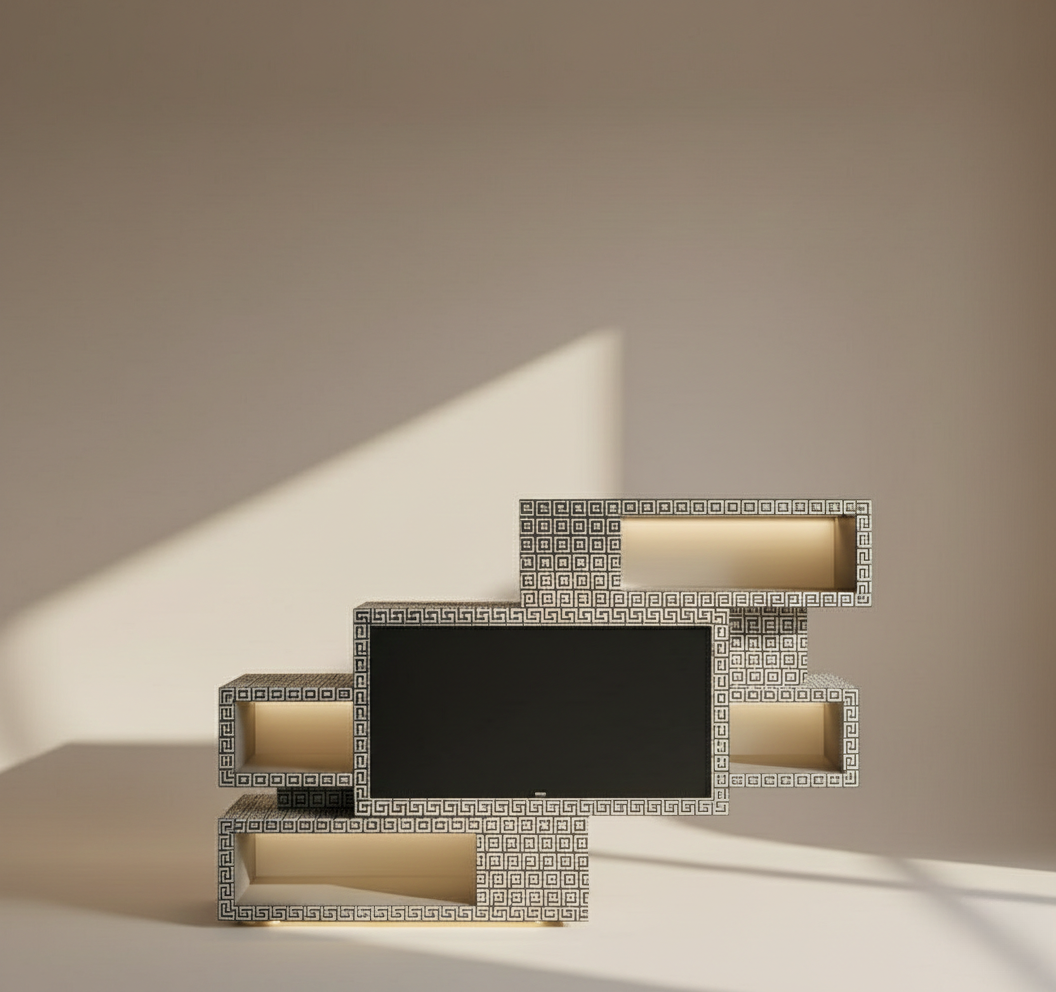Grand Mosaic Infinity Bone Inlay TV Stand