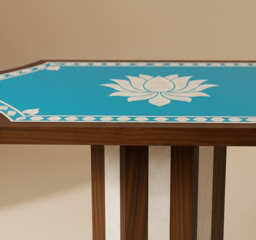 The Azure Lotus Bone Inlay Coffee Table