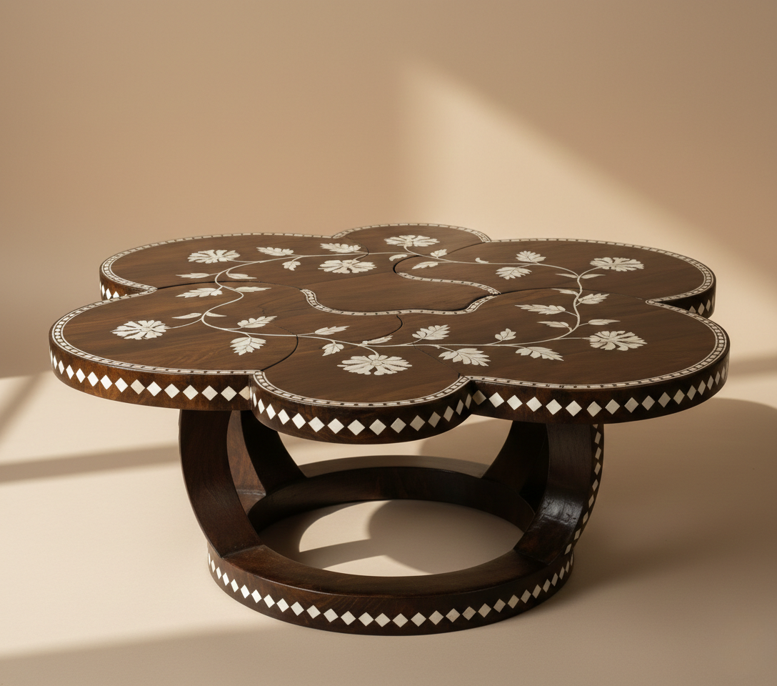 The Blossom Petal Bone Inlay Coffee Table