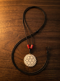 Floral Lattice Bone Inlay Pendant