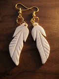 Sylvara Feather Drops Earrings Bone