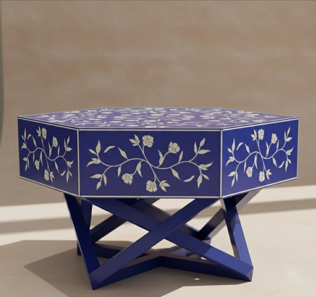 The Azure Petal Bone Inlay Coffee Table