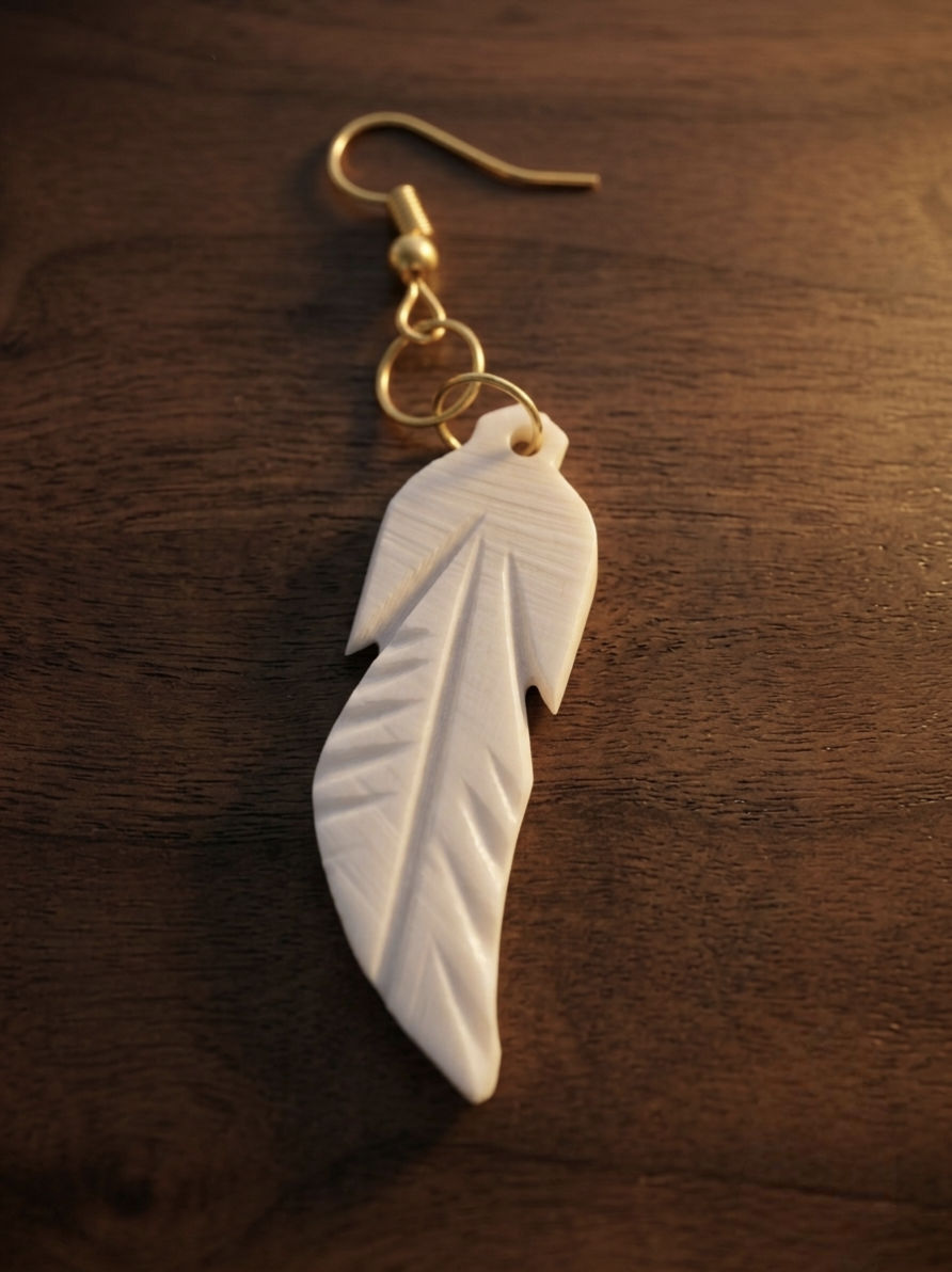 Sylvara Feather Drops Earrings Bone