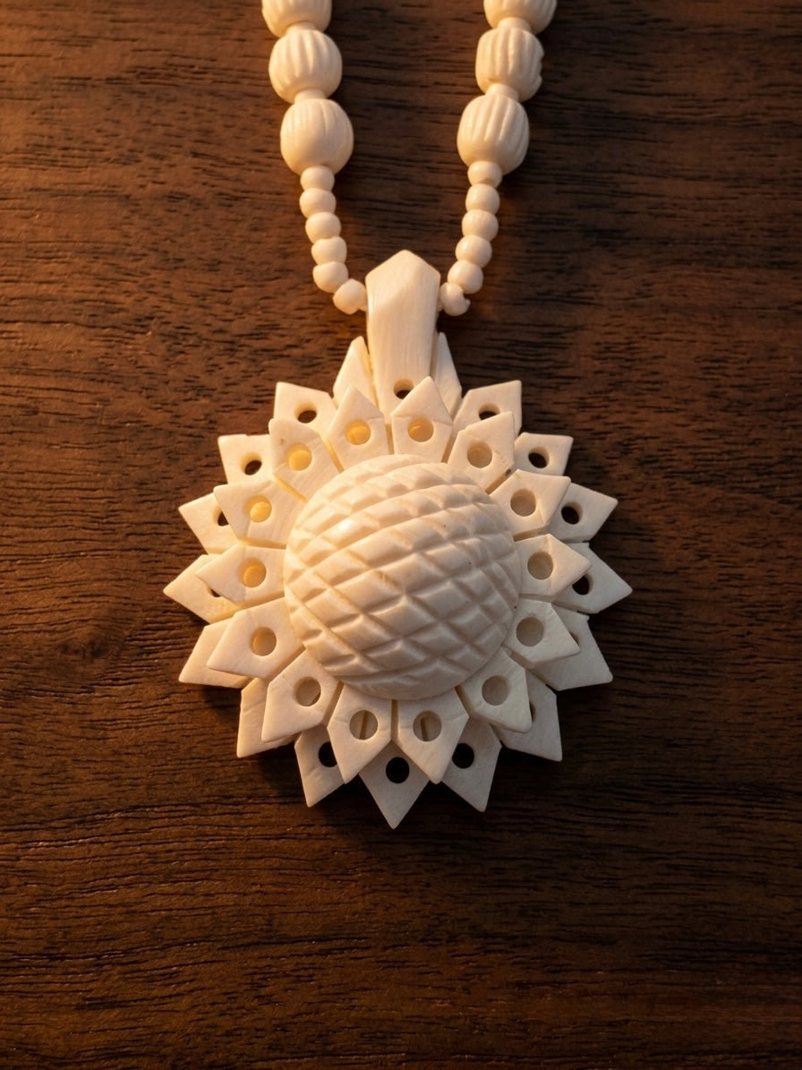 Sunflower Bone Inlay Necklace
