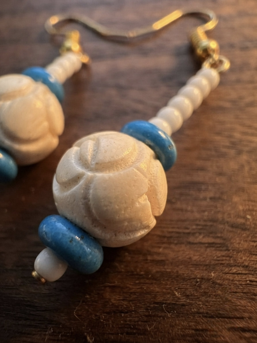 Azure Bloom Bone Earrings