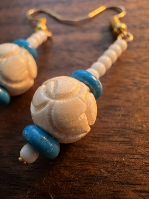 Azure Bloom Bone Earrings