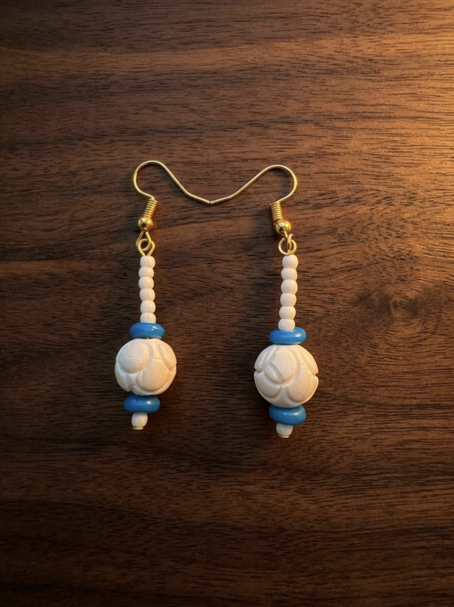 Azure Bloom Bone Earrings
