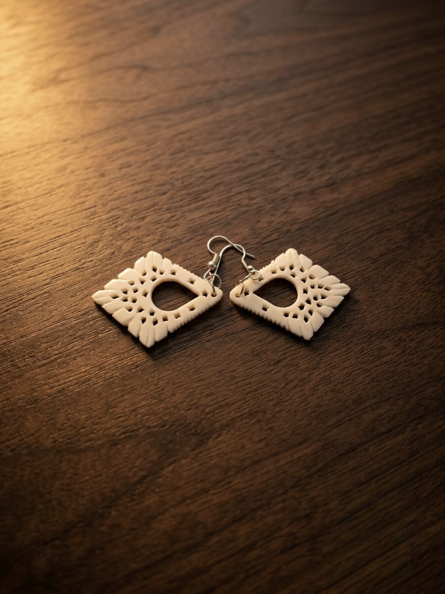 Zyrelia Lace Drops Earrings Bone