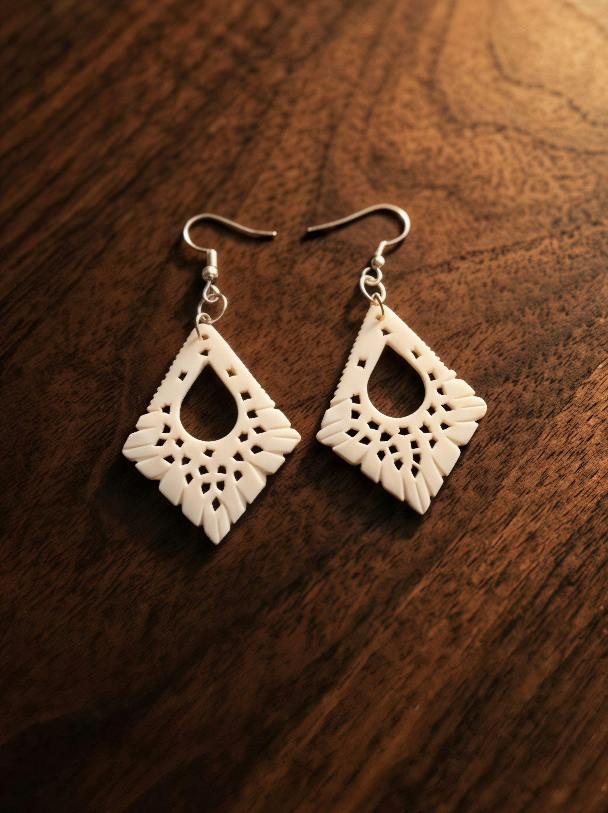 Zyrelia Lace Drops Earrings Bone
