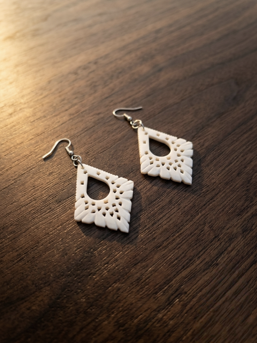 Zyrelia Lace Drops Earrings Bone