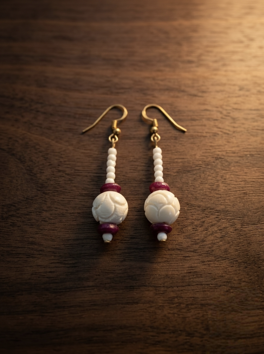 Velmira Bloom Drops Earrings Bone