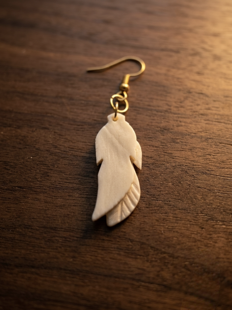 Sylvara Feather Drops Earrings Bone
