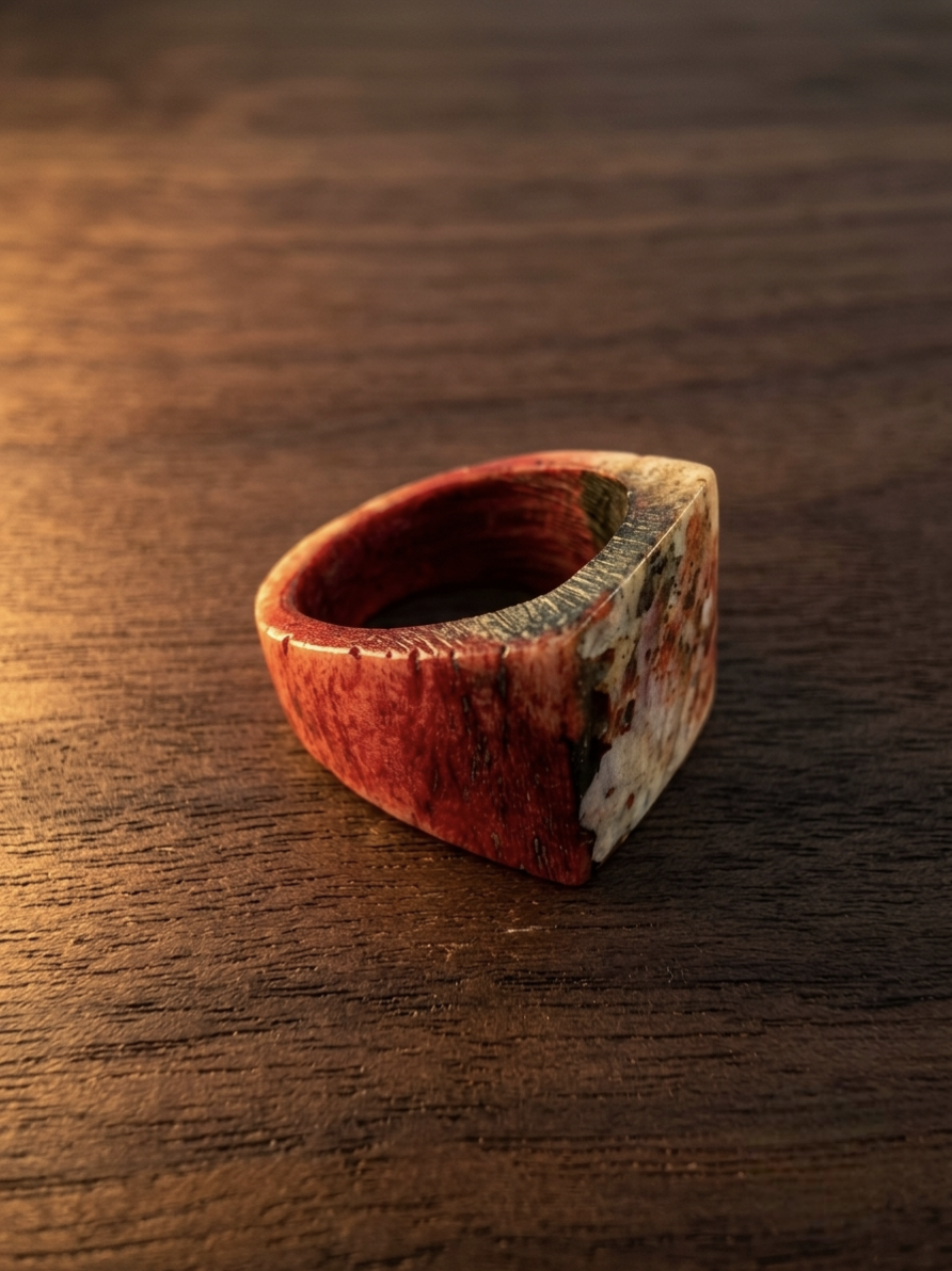Crimson Vein Bone Ring