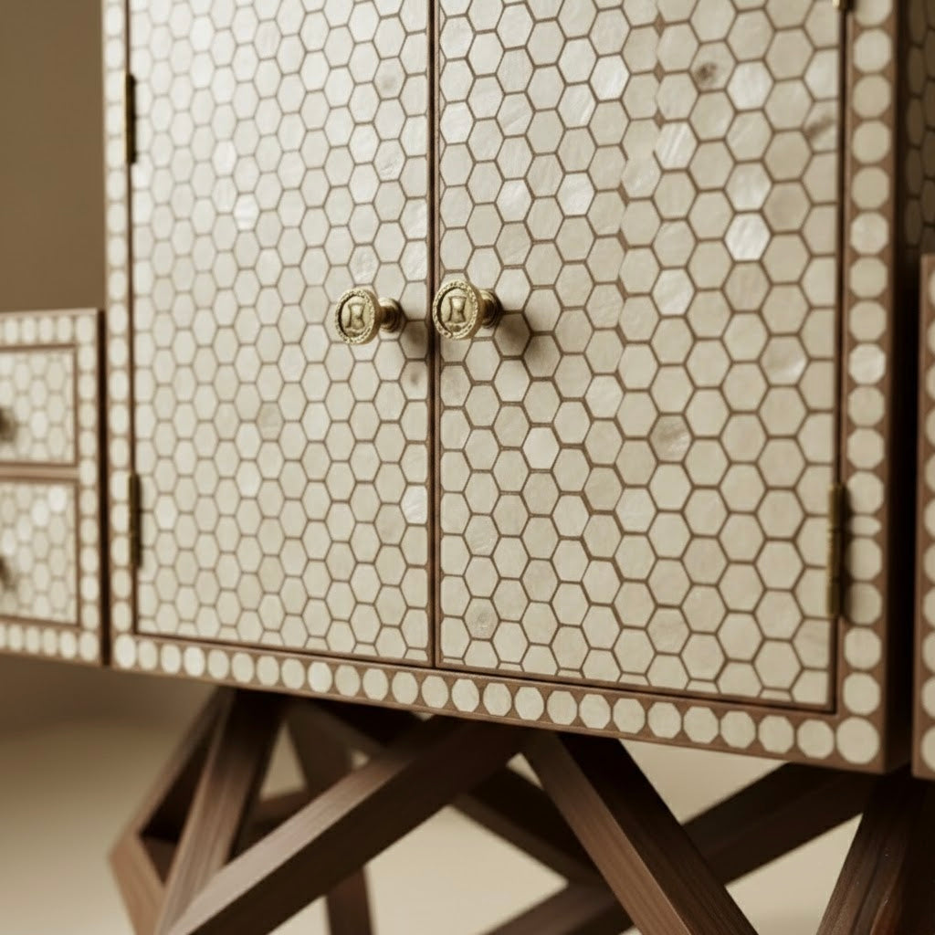 Geometric Sphere Bone Inlay Chest Drawer