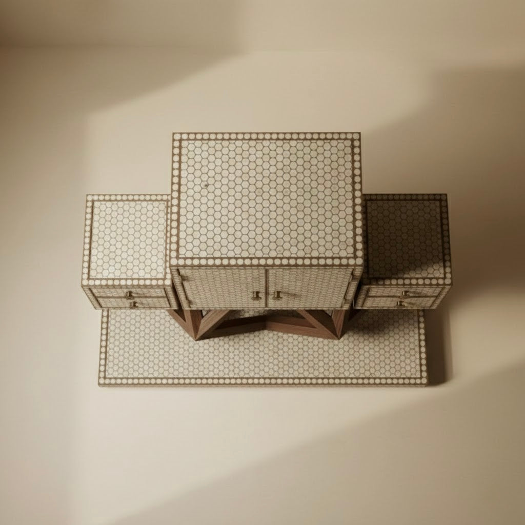 Geometric Sphere Bone Inlay Chest Drawer