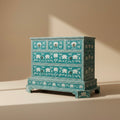 Teal Lotus Bone Inlay Chest Drawer